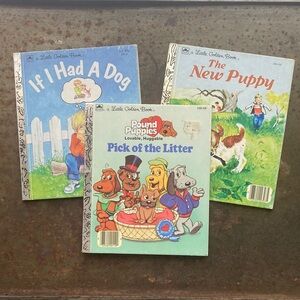 VTG Little Golden Books Trio-Dog Stories-PoundPuppies If I Had a Dog TheNewPuppy